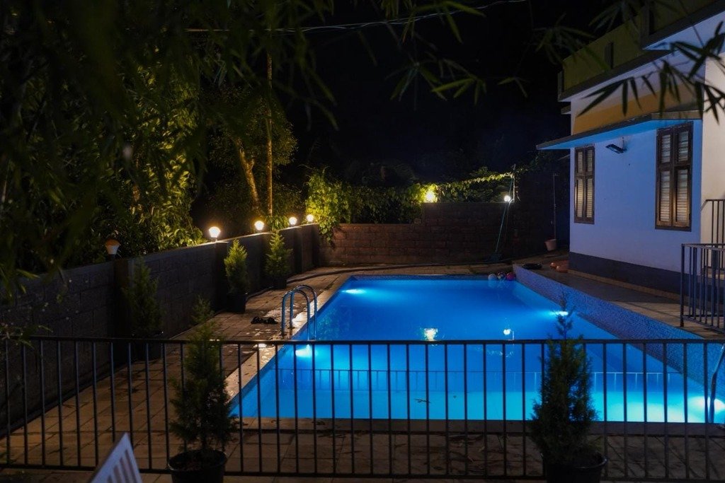 Night Swimming Pool with Glowing Ambience